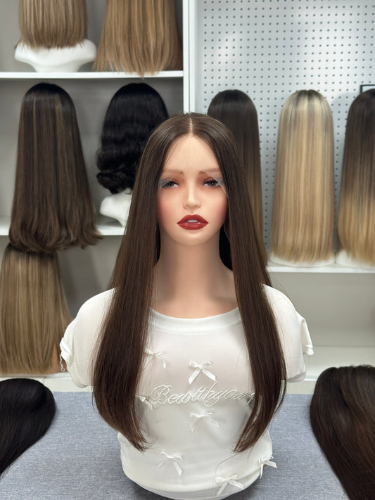 21 Inch Russian Hair Wig – Natural Color #8 | Straight & No Layers | AERIA HAIR