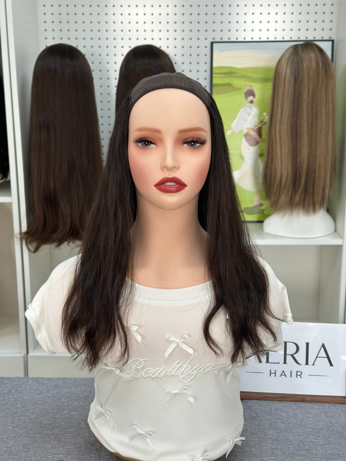 16-inch Color #6 Virgin Russian Hair Hatfall Sheitel Wig-No Layer,Natural Wave