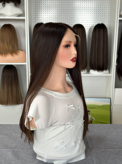 24inch Straight Original Color #6 Lace Top Wig Russian Hair