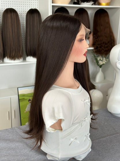 24inch Straight Original Color #6 Lace Top Wig Russian Hair