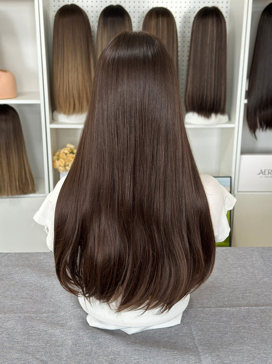 24inch Straight Original Color #6 Lace Top Wig Russian Hair