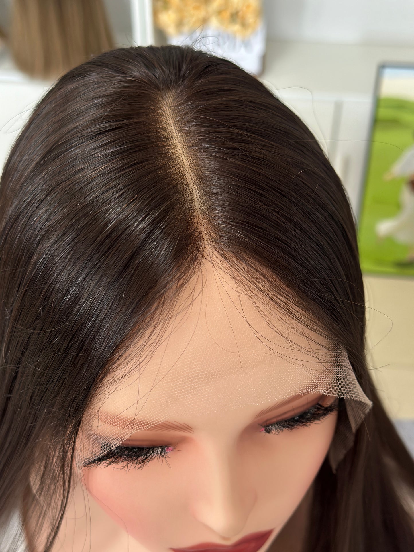 24inch Straight Original Color #6 Lace Top Wig Russian Hair