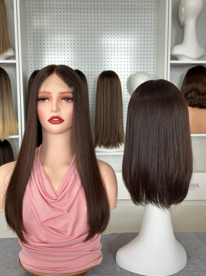 14inch Russian Hair Straight 8*8 inch Original Color #4 Women Topper