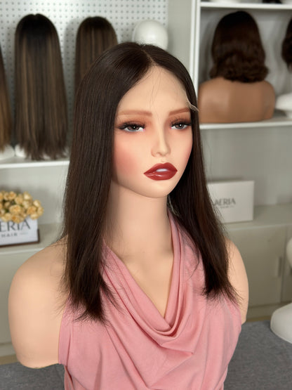 14inch Russian Hair Straight 8*8 inch Original Color #4 Women Topper