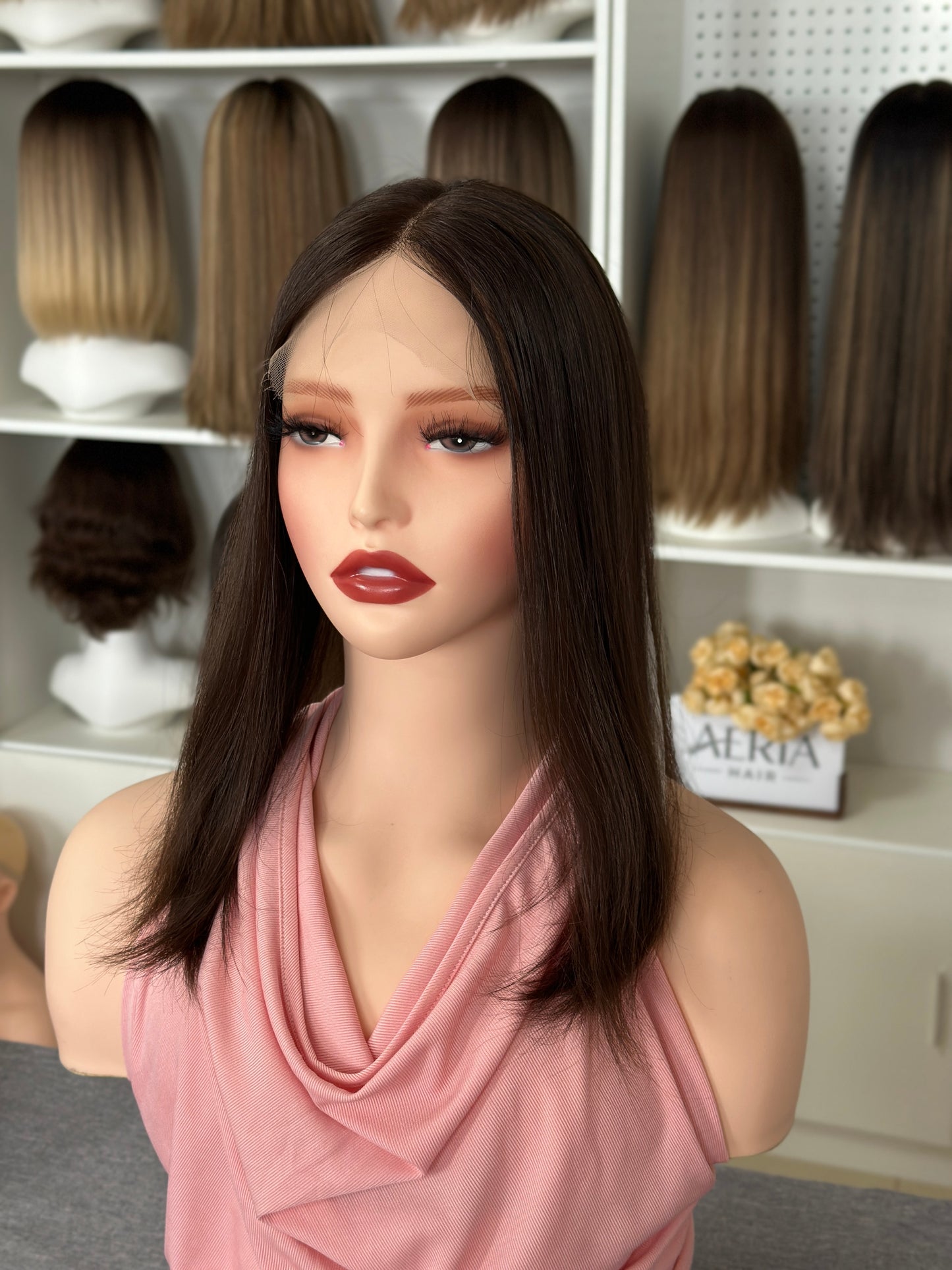 14inch Russian Hair Straight 8*8 inch Original Color #4 Women Topper
