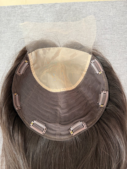 14inch Russian Hair Straight 8*8 inch Original Color #4 Women Topper