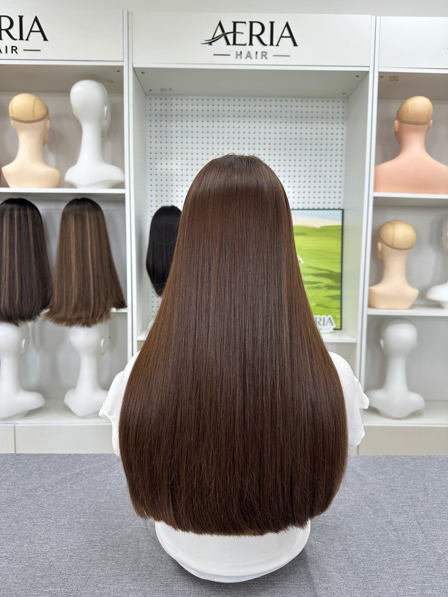 22inch No Layer Straight Original Color #8 Russian Hair Lace Top Wig Sheitel