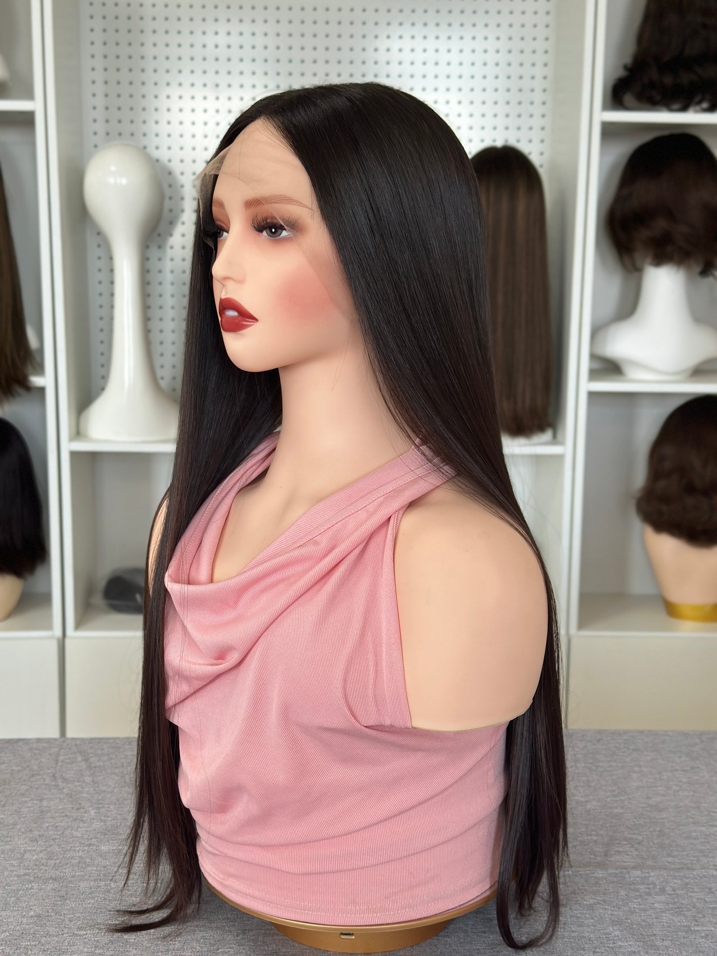 26inch Slight Layer Straight Original Color #4 Russian Hair Lace Top Wig Sheitel