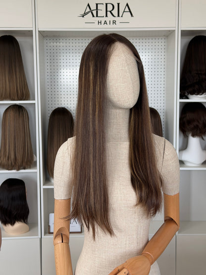 24inch Straight Slight Layer Highlight Color Russian Hair Lace Top Wig Sheitel