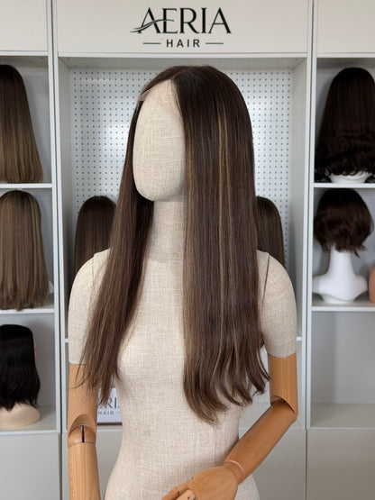24inch Straight Slight Layer Highlight Color Russian Hair Lace Top Wig Sheitel