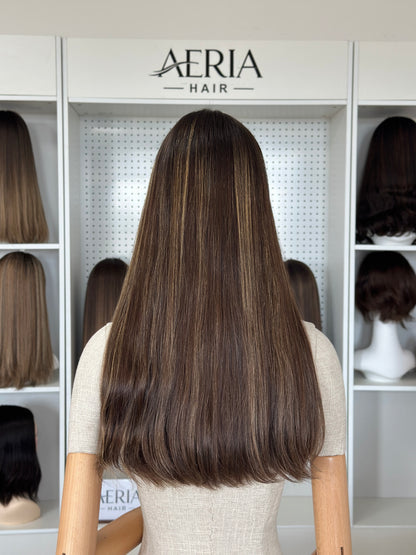 24inch Straight Slight Layer Highlight Color Russian Hair Lace Top Wig Sheitel