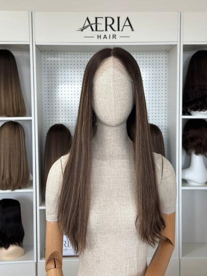 24inch Straight Slight Layer Highlight Color Russian Hair Lace Top Wig Sheitel