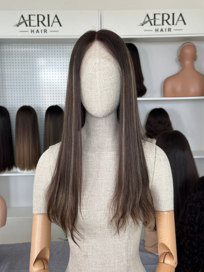 22inch Slight Layer Highlight Color Straight Russian Hair Lace Top Wig Sheitel