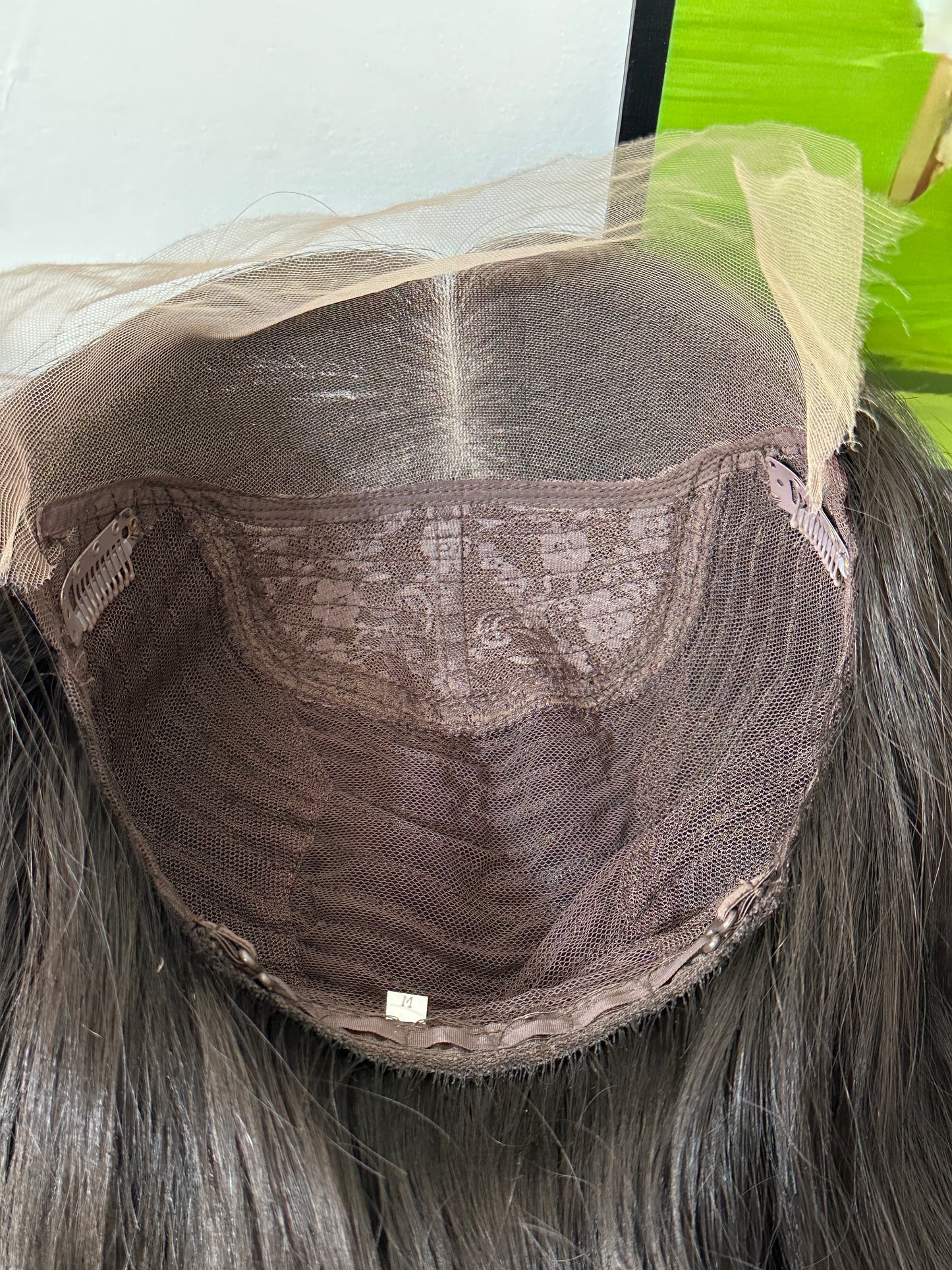 22inch Slight Layer Natural Wavy Color #2 Brazilian Hair Lace Front Bandfall Wig Sheitel