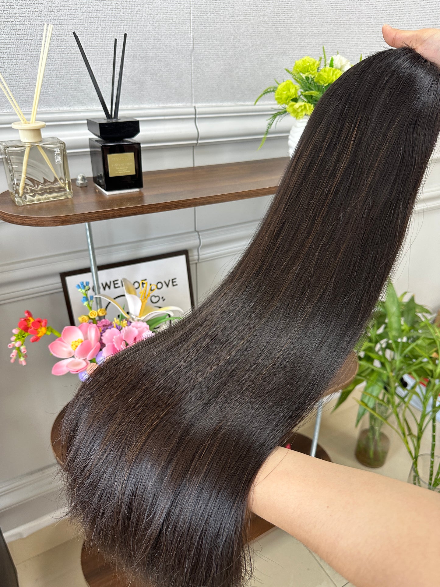 26inch Slight Layer Color #2 add Highlight Straight Brazilian Hair Bnandfall Wig Sheitel