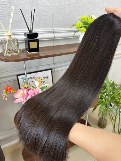 26inch Slight Layer Color #2 add Highlight Straight Brazilian Hair Bnandfall Wig Sheitel