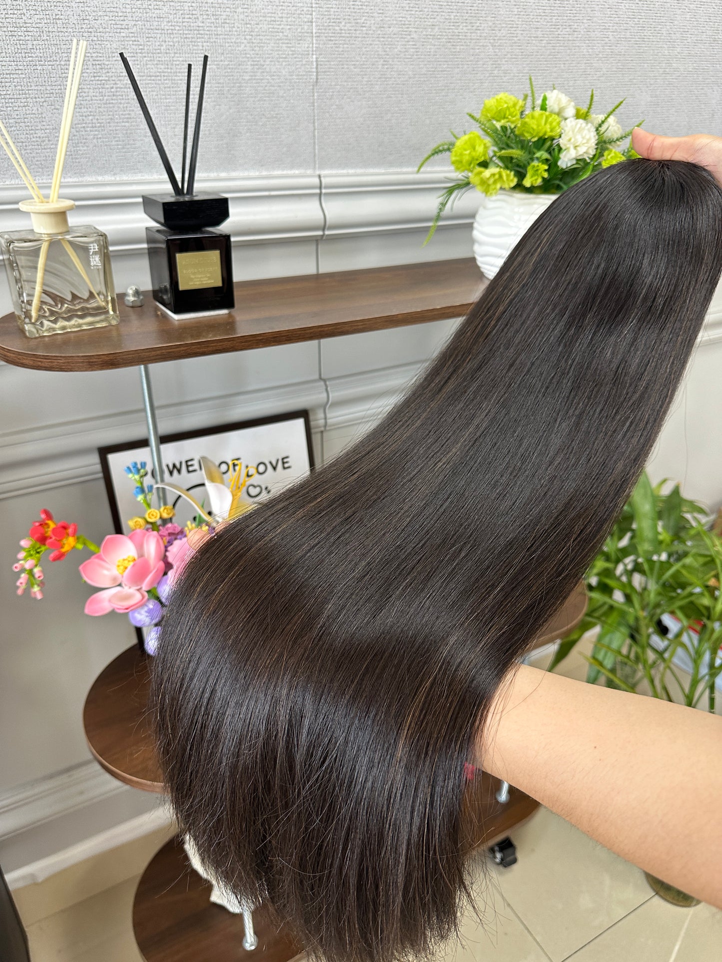 26inch Slight Layer Color #2 add Highlight Straight Brazilian Hair Bnandfall Wig Sheitel