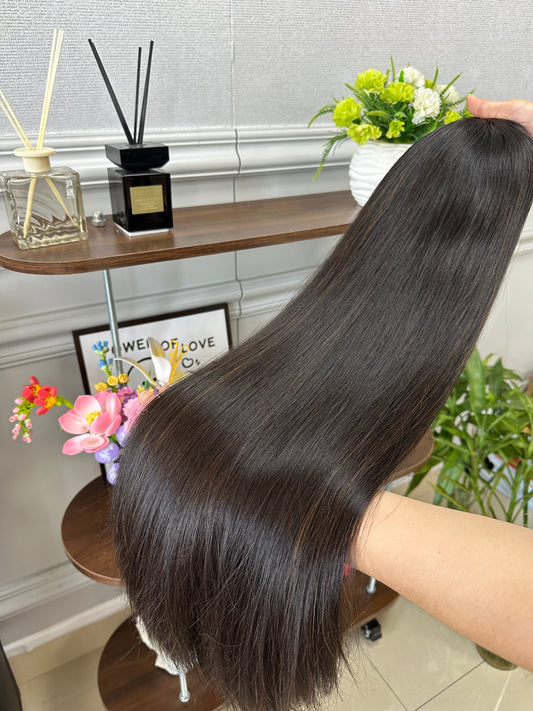 26inch Slight Layer Color #2 add Highlight Straight Brazilian Hair Bnandfall Wig Sheitel