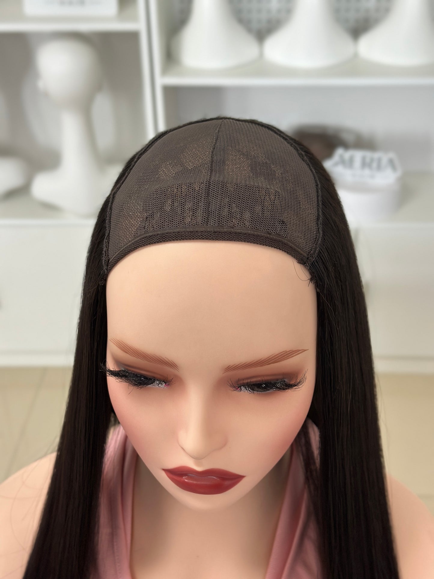 16 inch No Layer Brazilian Hair Color #6 Hatfall Wig Sheitel