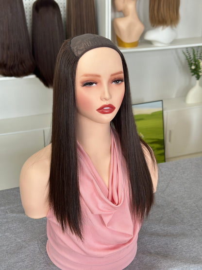 16 inch No Layer Brazilian Hair Color #6 Hatfall Wig Sheitel