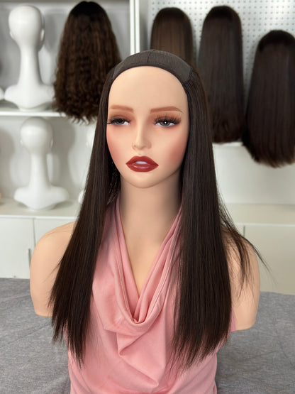 16 inch No Layer Brazilian Hair Color #6 Hatfall Wig Sheitel