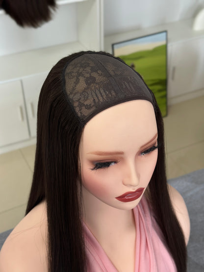 16 inch No Layer Brazilian Hair Color #6 Hatfall Wig Sheitel
