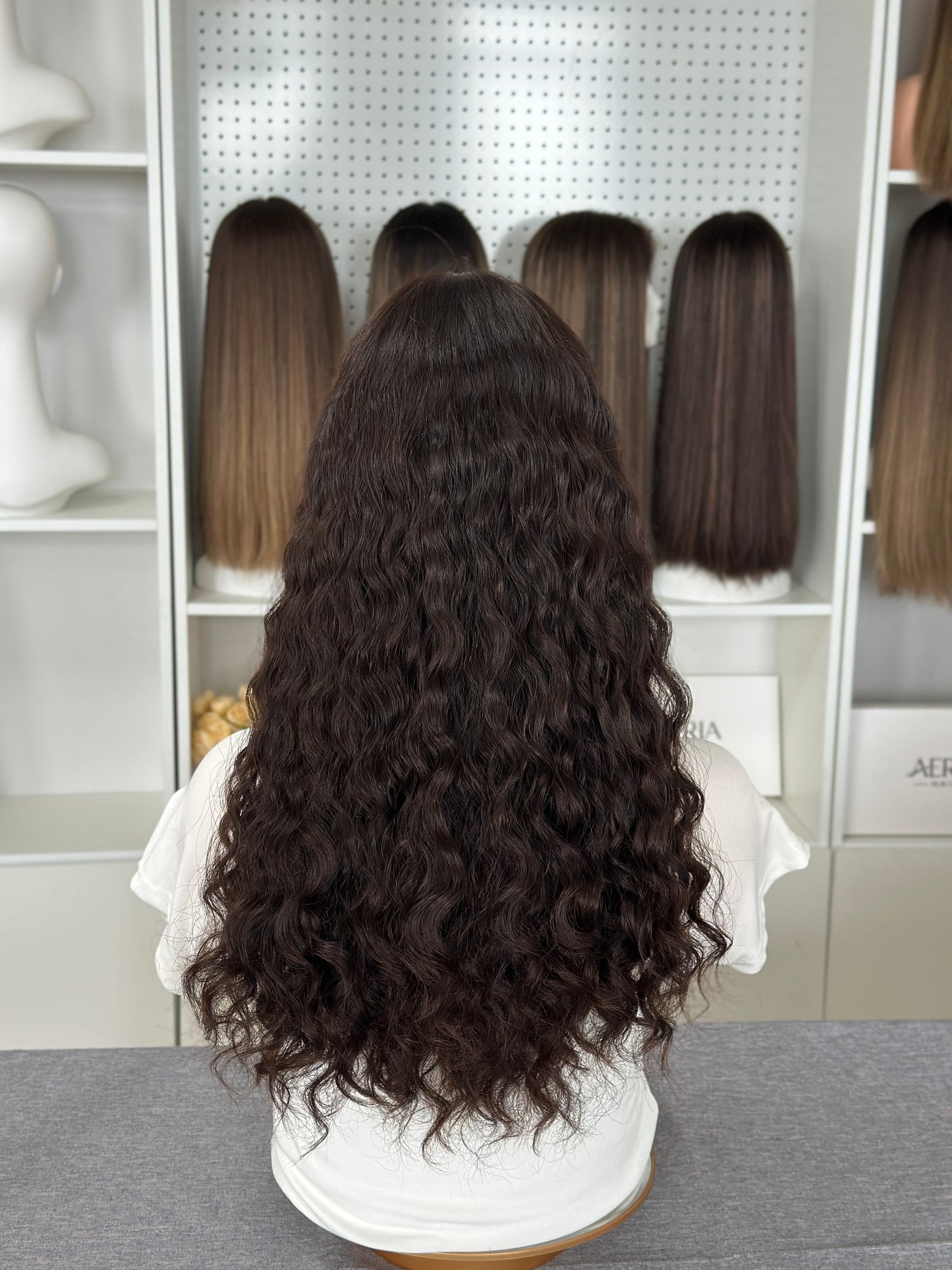 22inch Slight Layer Natural Curly Color #4 Brazilian Hair Lace Top Wig Jewish Wig Sheitel