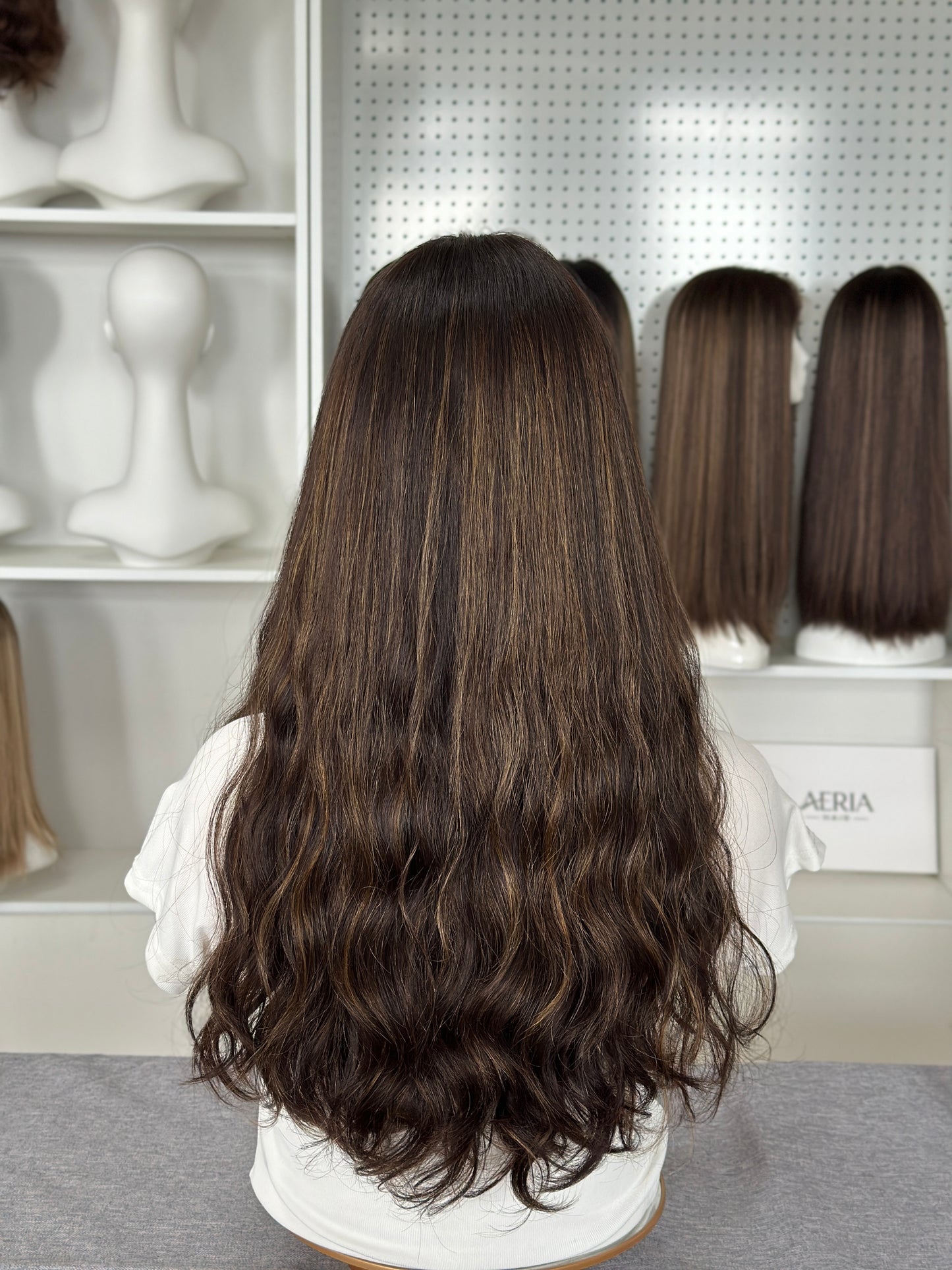 22inch Slight Layer Color #4/10 Natural Wavy Brazilian Hair Lace Top Kosher Wig Sheitel
