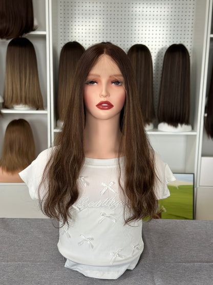 20inch Slight Layer Color #68/10 Natural Wave Brazilian Hair Lace Top Jewish Wig Sheitel