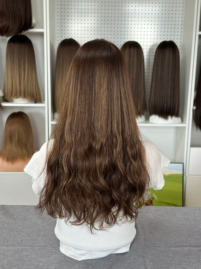 20inch Slight Layer Color #68/10 Natural Wave Brazilian Hair Lace Top Jewish Wig Sheitel