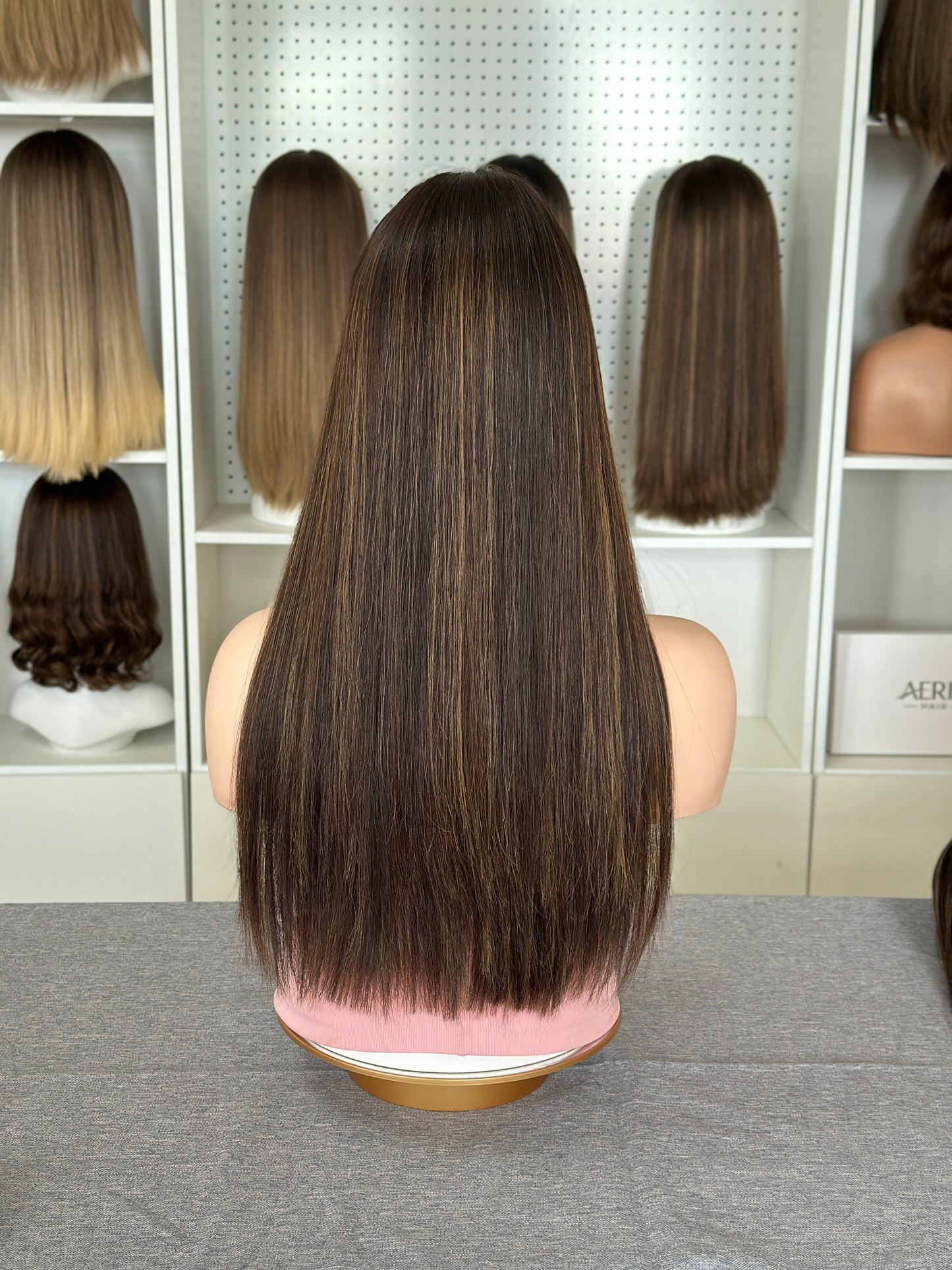 22 inch Slight Layer Straight Color #4/10 Brazilian Hair Lace Top Jewish Wig Sheitel