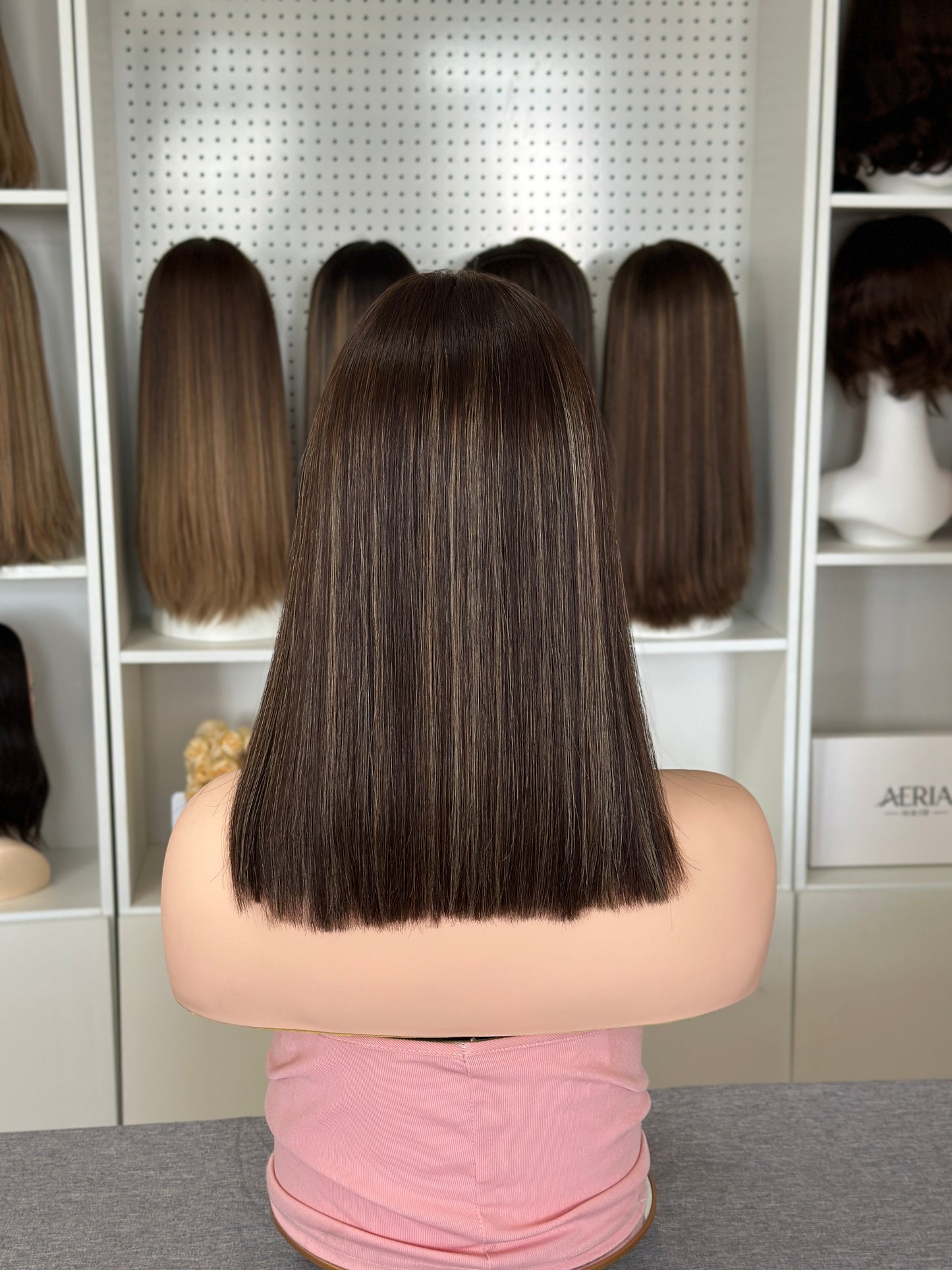 14 inch Bob Straight No Layer Color  #6/14 Brazilian Hair Lace Top Jewish Wig Sheitel