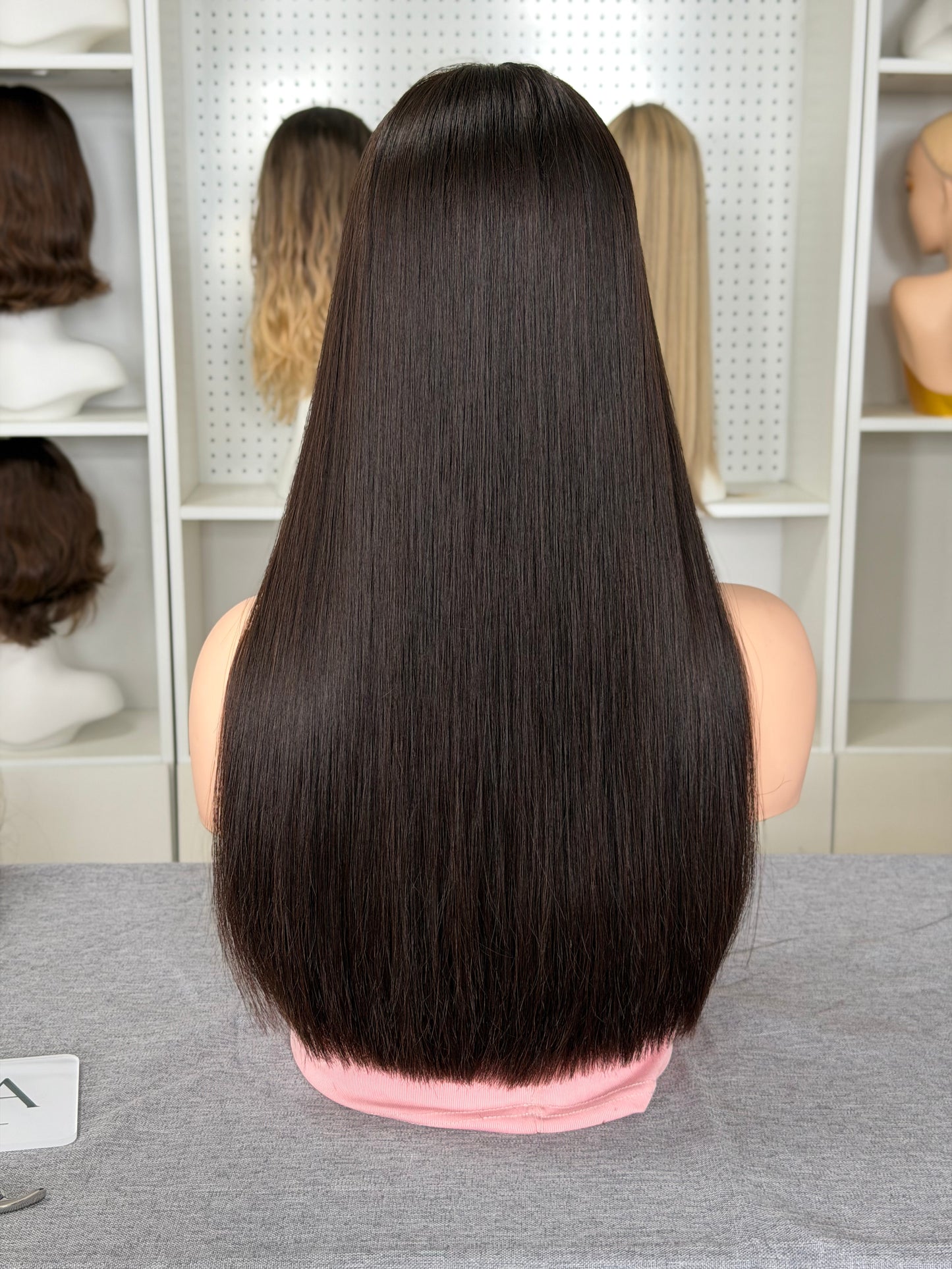 22 inch No Layer Silky Straight Color #6 Brazilian Hair Lace Top Jewish Wig Sheitel