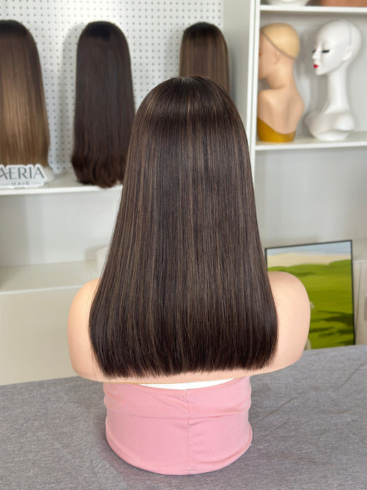 16 inch Bob Straight Highlight Color Brazilian Hair Lace Top Jewish Wig Sheitel