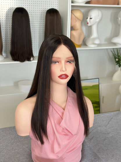 16 inch Bob Straight Highlight Color Brazilian Hair Lace Top Jewish Wig Sheitel