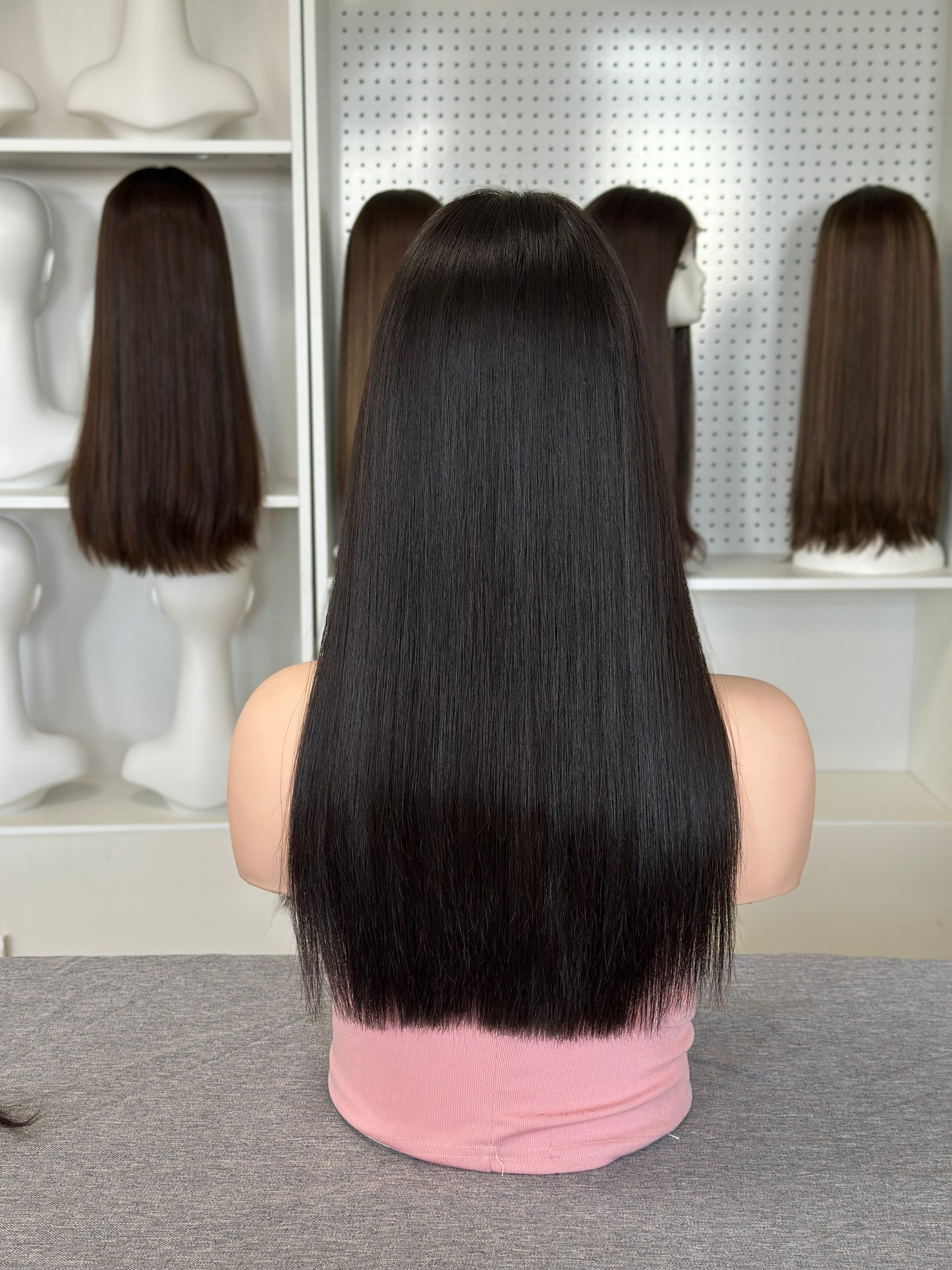 20 inch Slight Layer Color #2 Straight Brazilian Hair Lace Top Wig Jewish Wig Sheitel