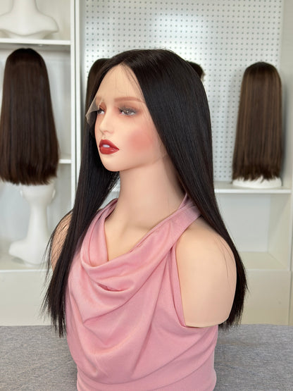 20 inch Slight Layer Color #2 Straight Brazilian Hair Lace Top Wig Jewish Wig Sheitel
