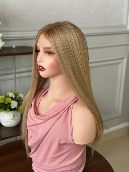 20 inch Color #ZK Straight Brazilian Hair Slight Layer Lace Top Kosher Wig Sheitel