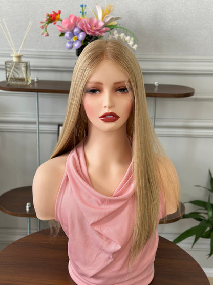 20 inch Color #ZK Straight Brazilian Hair Slight Layer Lace Top Kosher Wig Sheitel