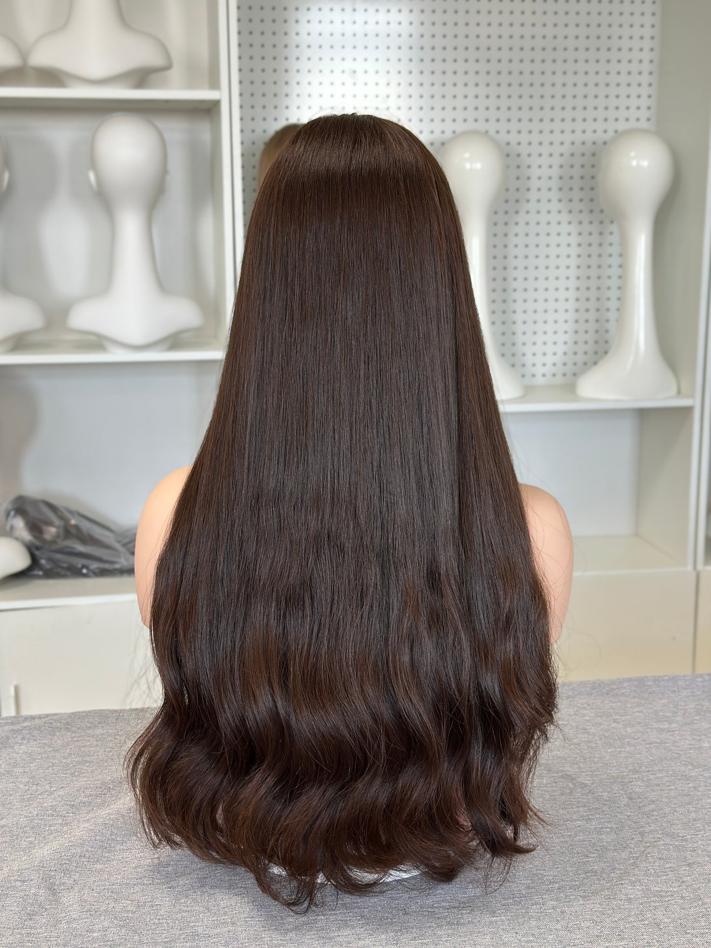 26 inch Slight Layer Natural Wave Color #4 Brazilian Hair Lace Top Orthodox Jewish Wig Sheitel