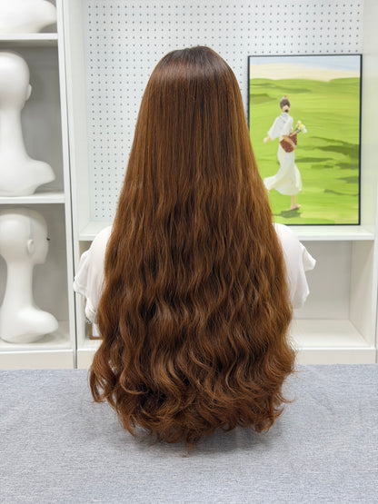 26 inch Slight Layer Color #B5B7 Natural Curly Brazilian Hair Lace Top Orthodox Jewish Wig Sheitel