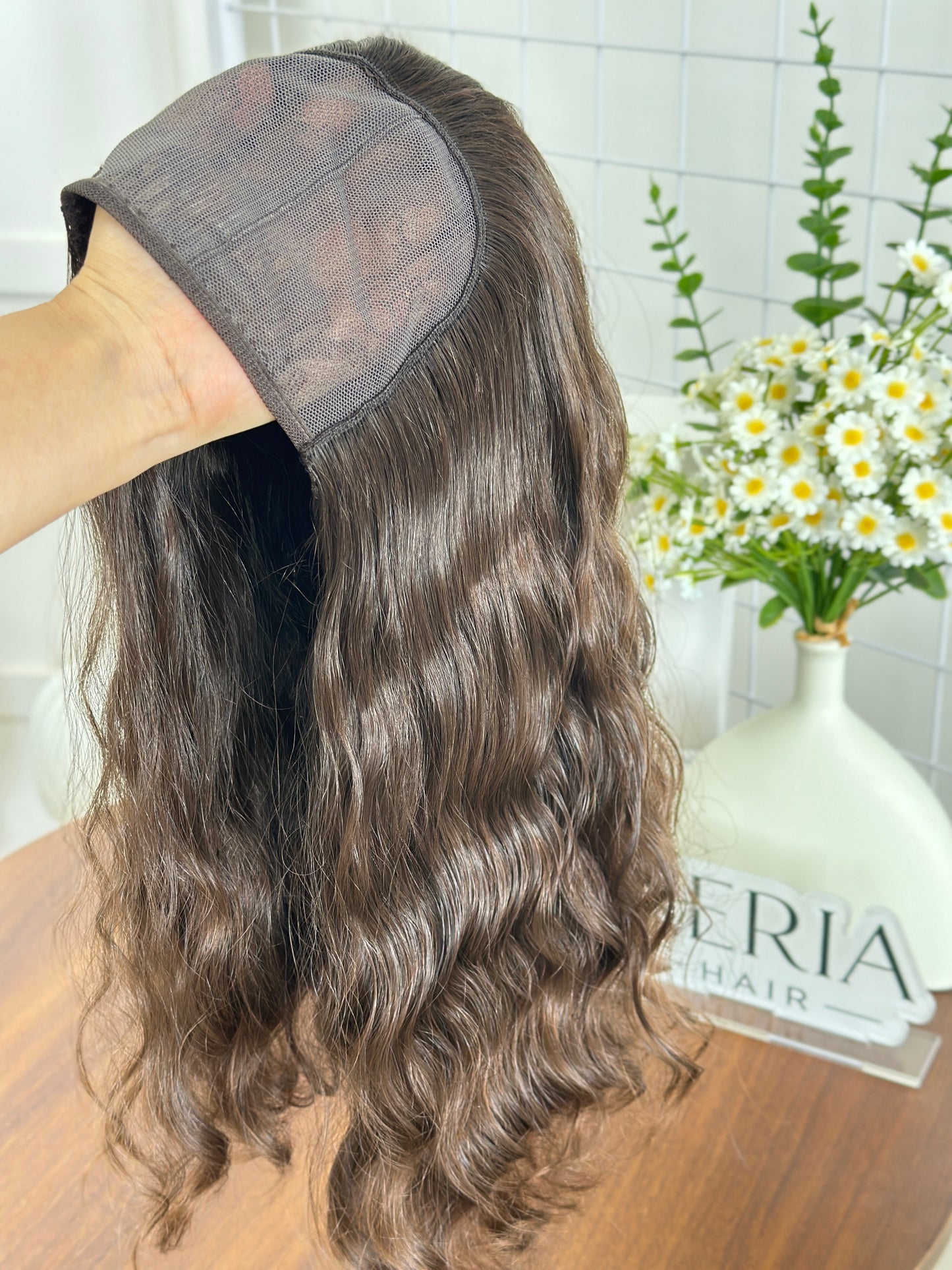 18 inch Slight Layer Natural Wave Russian Hair Hatfall Wig Hat Jewish Wig Sheitel