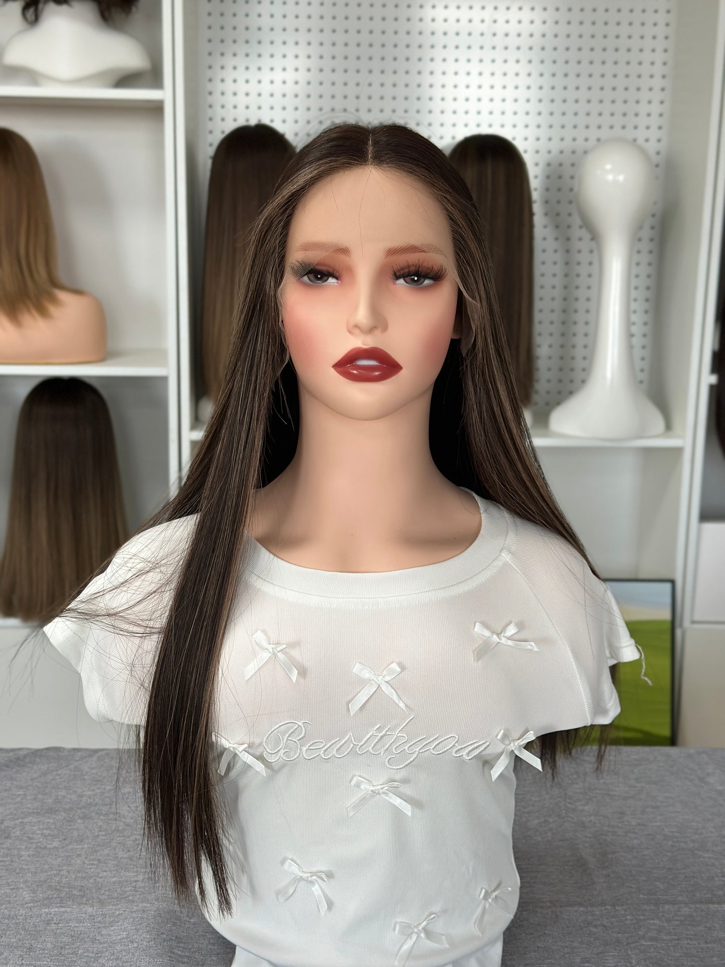 22 inch Slight Layer Straight Lace Top Jewish Kosher Wig Orthodox Wig Sheitel