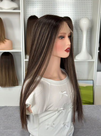 22 inch Slight Layer Straight Lace Top Jewish Kosher Wig Orthodox Wig Sheitel