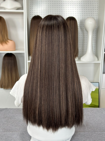 22 inch Slight Layer Straight Lace Top Jewish Kosher Wig Orthodox Wig Sheitel
