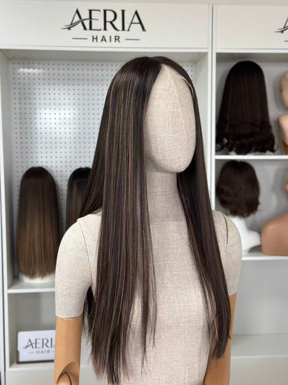 24 inch Slight Layer Brazilian Hair Straight Lace Top Wig Jewish Kosher Wig Sheitel