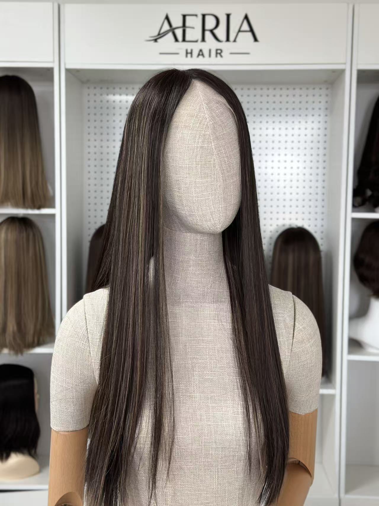 24 inch Slight Layer Brazilian Hair Straight Lace Top Wig Jewish Kosher Wig Sheitel