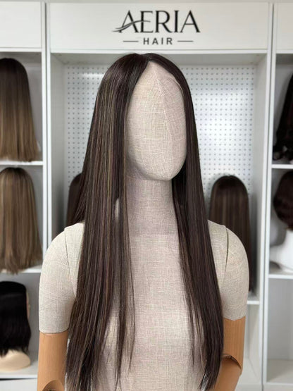 24 inch Slight Layer Brazilian Hair Straight Lace Top Wig Jewish Kosher Wig Sheitel