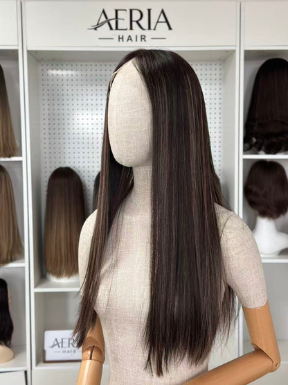 24 inch Slight Layer Brazilian Hair Straight Lace Top Wig Jewish Kosher Wig Sheitel