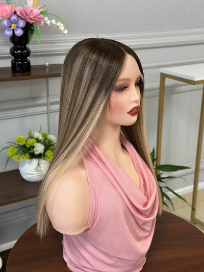 20 inch Slight Layer Color #B68 Brazilian Hair Straight Lace Top Kosher Wig Sheitel
